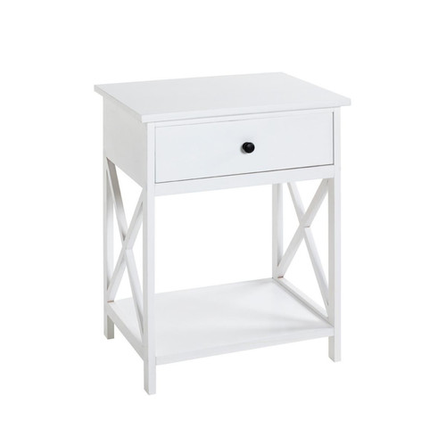 table d'appoint en MDF laqué blanc, avec 1 tiroir - 3S. x Home - Edition Authentique Salon