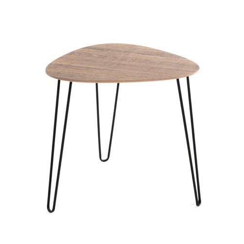 table d'appoint métal laqué noir décor chêne 3S. x Home  - Salon meuble deco