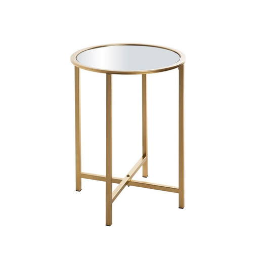 Table d'appoint ronde en Métal laqué Or et plateau en miroir 3S. x Home  - Table d appoint verre
