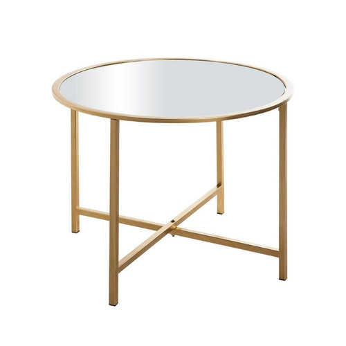 Table d'appoint ronde en métal laqué Or et plateau en miroir 3S. x Home  - Nouveautes salon