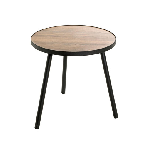 Table d'appoint ronde Grand modèle en Métal laqué noir et plateau décor chêne 3S. x Home  - Nouveautes salon