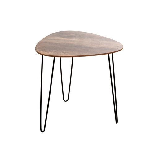 Table d'appoint en Métal laqué noir et plateau décor chêne foncé - 3S. x Home - Salon meuble deco