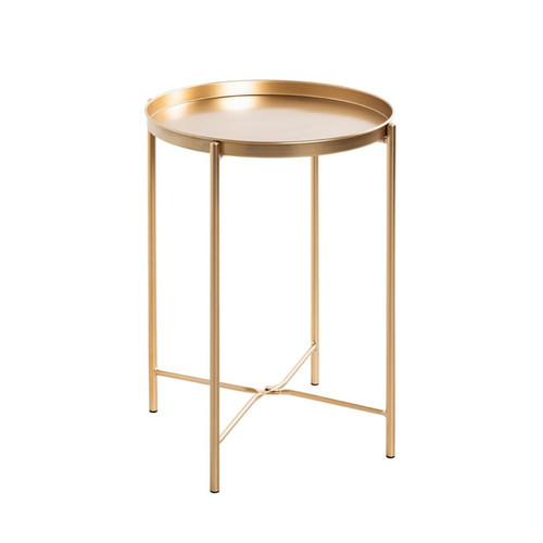 Table d'appoint acier laqué doré et plateau en métal laqué doré - 3S. x Home - Edition Authentique Salon