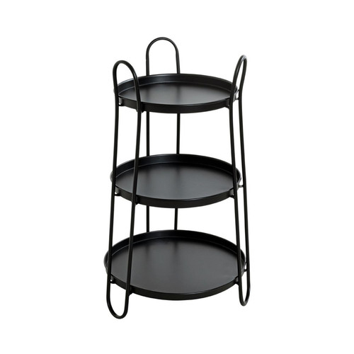 Table d'appoint 3 plateaux métal laqué noir 3S. x Home  - Table d appoint metal