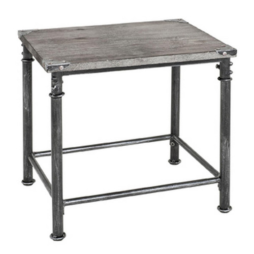 Table d'appoint plateau en bois massif et pieds en acier gris h43 cm - 3S. x Home - Edition Authentique Salon