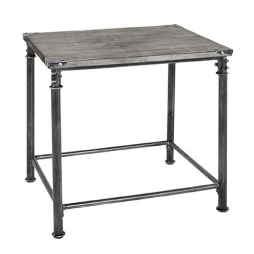 Table d'appoint plateau en bois massif et pieds en acier gris h53cm - 3S. x Home - Edition authentique