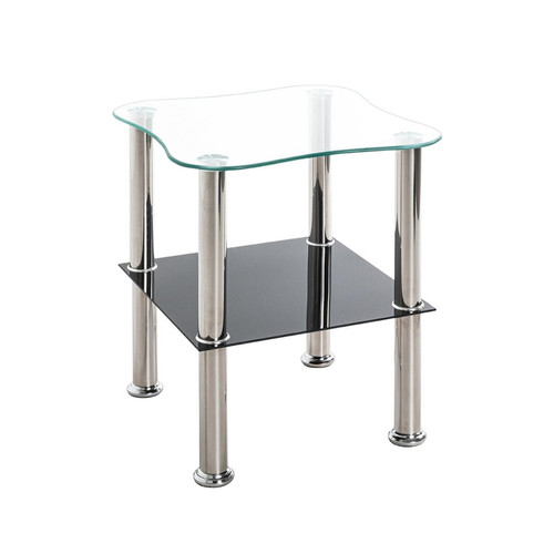 Table d'appoint double plateau verre trempé 3S. x Home  - Table d appoint noire