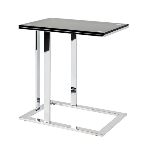 Table d'appoint plateau en verre trempé noir - 3S. x Home - Salon meuble deco