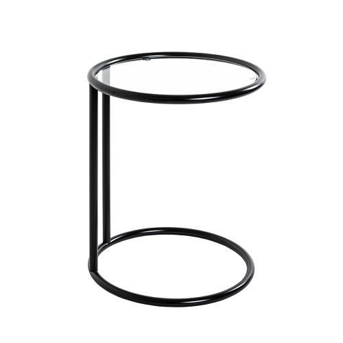 Table d'appoint ronde laquée noir mat plateau en verre trempé 3S. x Home  - Table d appoint design