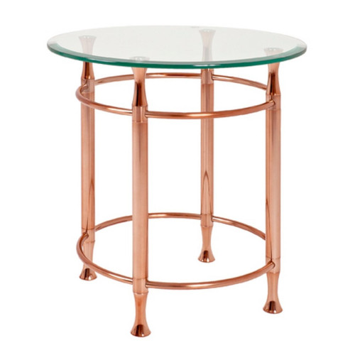 Table d'appoint ronde acier et plateau verre transparent 3S. x Home  - Table d appoint design