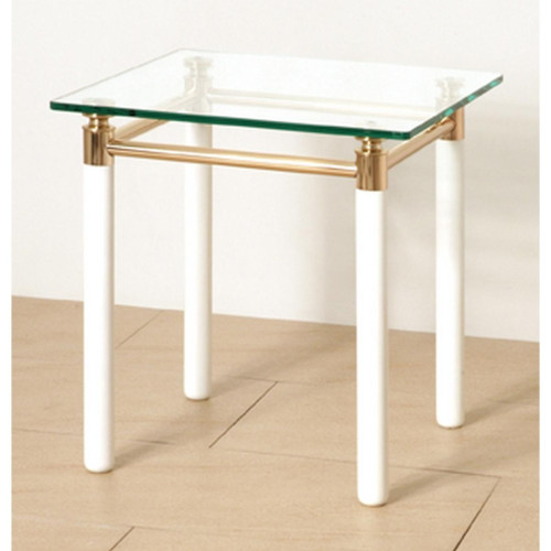 Table d'appoint carré blanche plateau en verre trempé 10 mm 3S. x Home  - Table d appoint verre