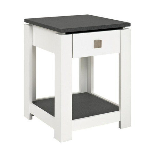 Table d'appoint décor granit 1 tiroir blanc 3S. x Home  - Nouveautes deco design