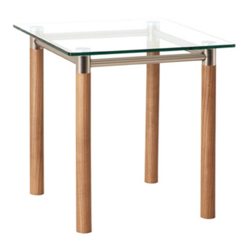 Table d'appoint finition noyer avec plateau en verre trempé 3S. x Home  - Table d appoint blanche