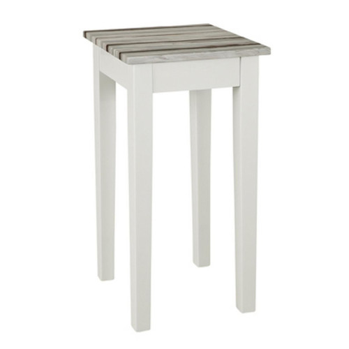 Table d'appoint blanc plateau décor pin  - 3S. x Home - Salon meuble deco