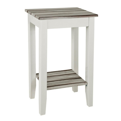 Table d'appoint blanc double plateau décor pin  3S. x Home  - Table d appoint blanche