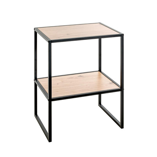 Table d'appoint double plateau décor chène  3S. x Home  - Table d appoint metal