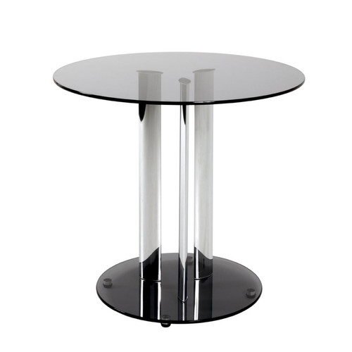 Table d'appoint chromé avec plateau en verre trempé gris