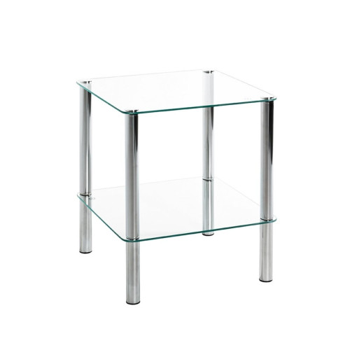 Table d'appoint double plateau verre transparent