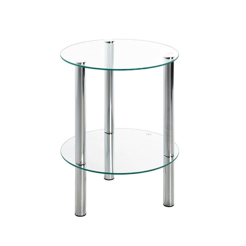 Table d'appoint ronde plateau verre transparent   3S. x Home  - Table d appoint blanche