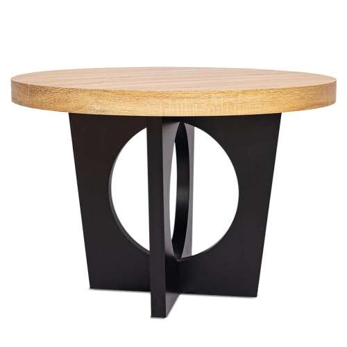 Table ronde extensible KALIPSO Chêne Clair et Noir - Table a manger design