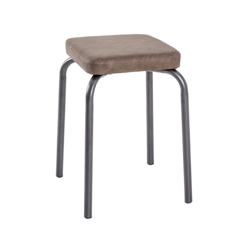 tabouret empilable en simili cuir marron - 3S. x Home - Chaise design et tabouret design