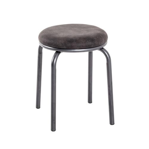 Tabouret empilable rond avec assise rembourrée gris anthracite et pieds en Métal  3S. x Home  - Chaise design et tabouret design