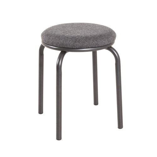 Tabouret rond empilable assise en tissu gris 3S. x Home  - Chaise design et tabouret design