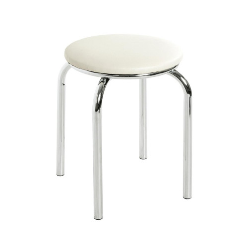 Tabouret rond empilable assise en tissu blanc 3S. x Home  - Chaise design et tabouret design