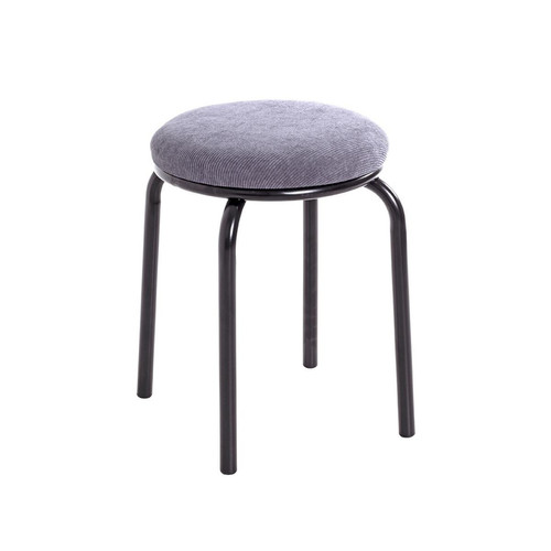 Tabouret rond empilable assise en tissu velours gris - 3S. x Home - 3s x home