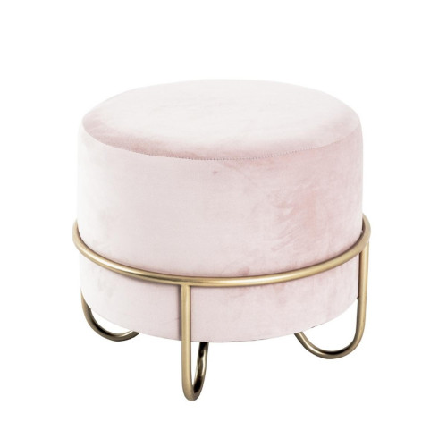 Tabouret velours crème avec assise rembourrée et métal laqué doré 3S. x Home  - Chaise design et tabouret design