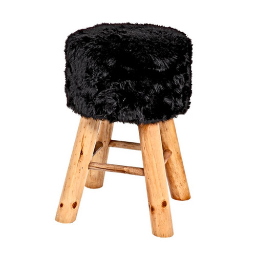 Tabouret rond pieds en bois et assise tissu  3S. x Home  - Chaise resine design