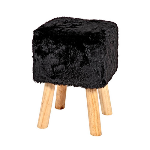 Tabouret carré pieds en bois et assise tissu  3S. x Home  - Chaise design et tabouret design