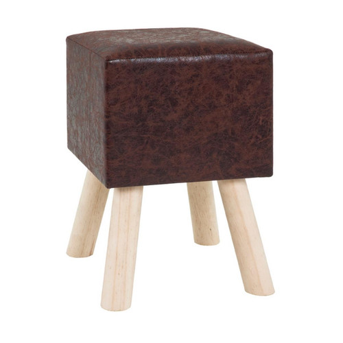 tabouret bois et tissu aspect cuir marron - 3S. x Home - Chaise design et tabouret design