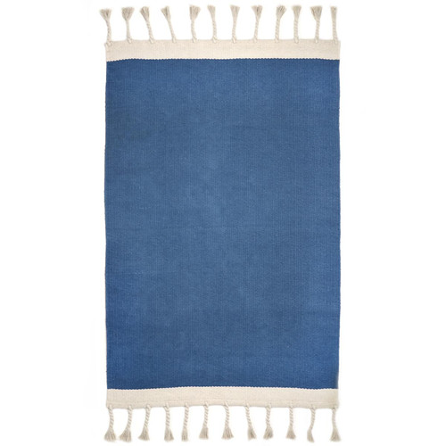 Tapis coton contemporain Bleu LISBOA  - Tapis bleu