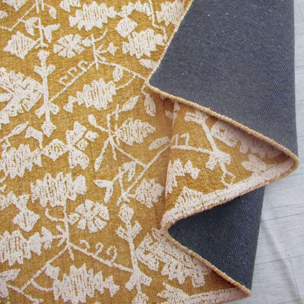Tapis laine à motifs géometriques RENI 120x180 or beige