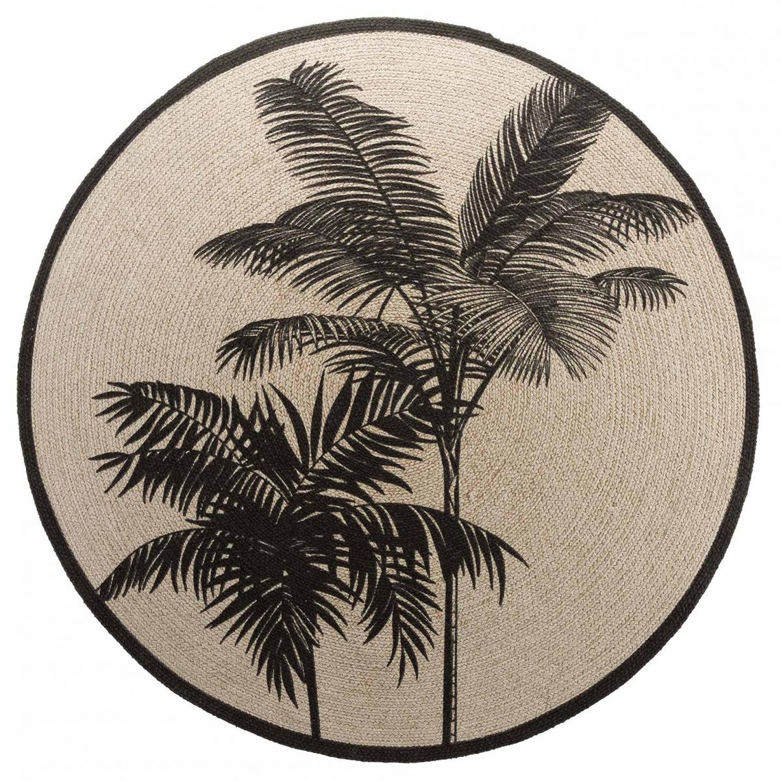 Tapis Rond Coton Imprimé Tropic Nature 120cm