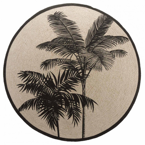 Tapis Rond Coton Imprimé Tropic Nature 120cm - Nouveautes deco luminaire