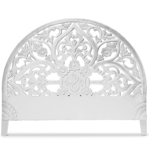 Tête de lit sculptée DEMILUNE 180cm Bois Blanc - Tete de lit blanc