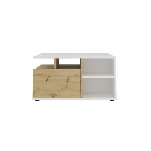 Table basse 1 tiroir TWIN 2 blanc et naturel 3S. x Home  - Salon meuble deco