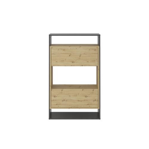Comode haute avec 2 tiroirs VERONA 2 gris et naturel 3S. x Home  - Commode bois design