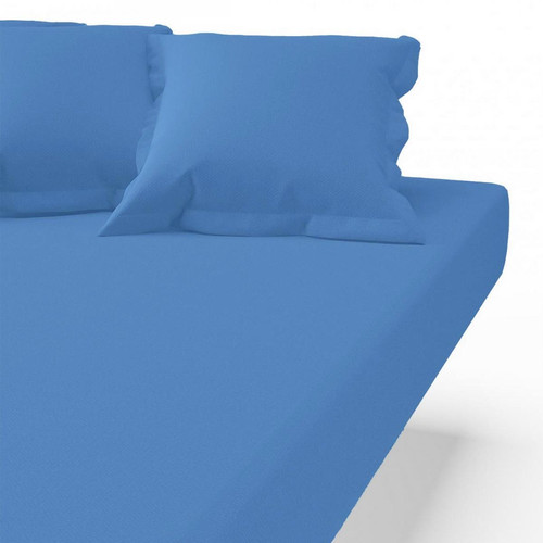Drap-housse coton TERTIO® - Bleu Azur - Promos deco design 30 a 40