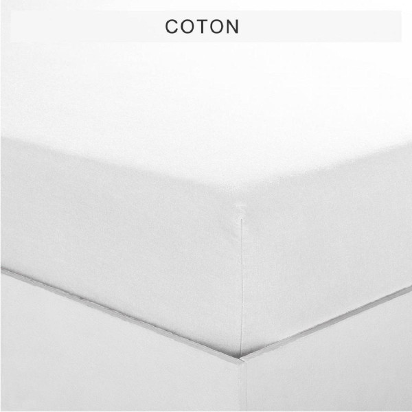 Drap-housse uni spécial sommier articulé pur coton Tertio® - Blanc
