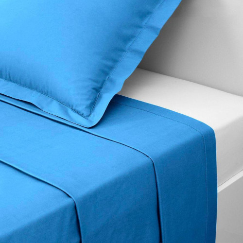 Drap plat coton TERTIO® - Bleu Azur - Literie 3s x tertio