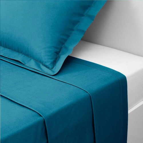 Drap plat coton TERTIO® - Bleu Canard - Linge de lit