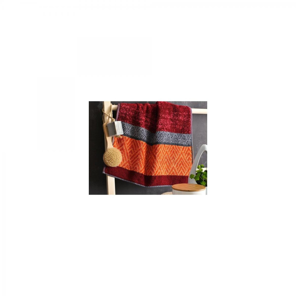 Serviette motif chevron coloré 450g/m2 coton - Rougevoir