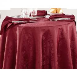 Nappe damassée en polyester   Becquet - Rouge Cerise