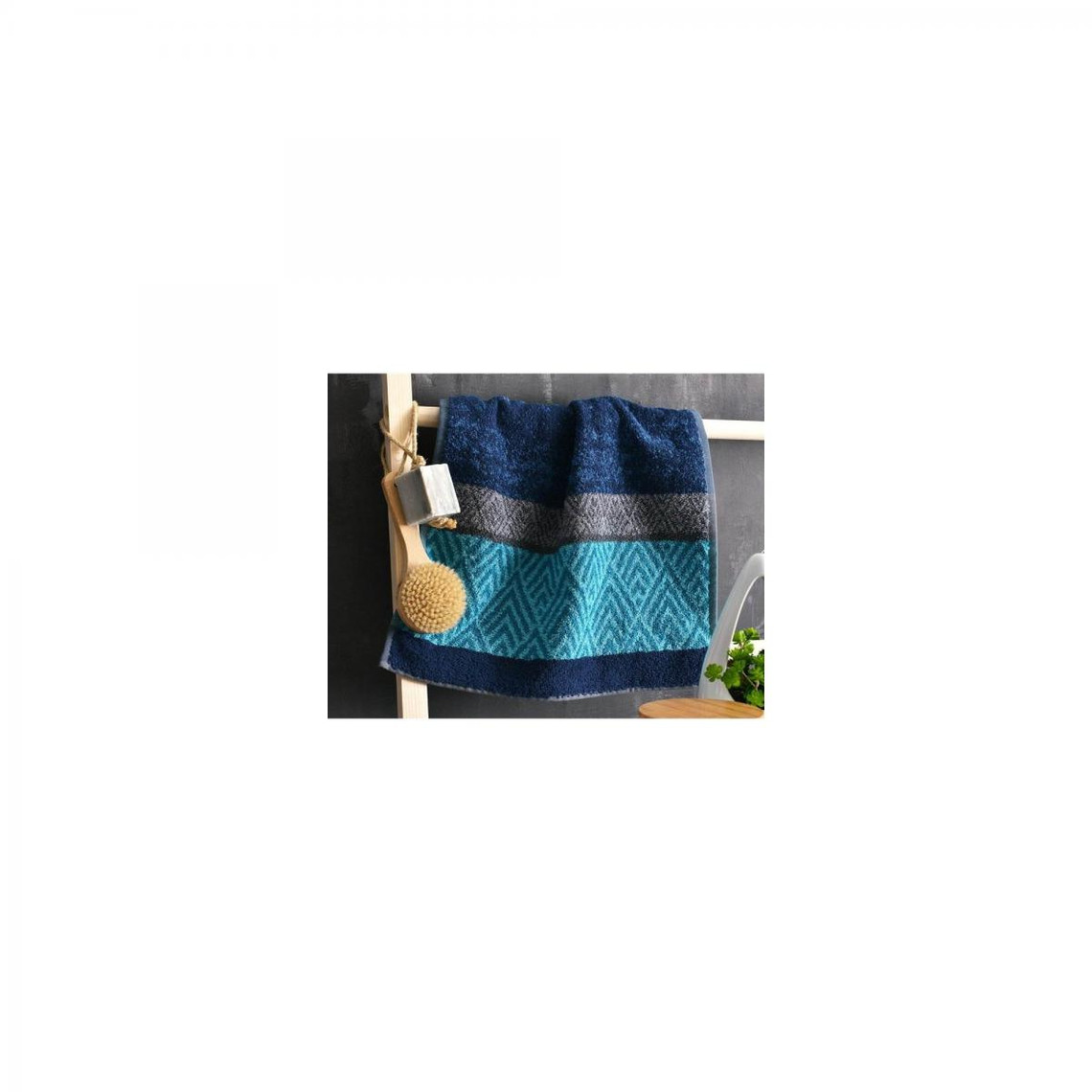 Serviette motif chevron coloré 450g/m2 coton - Bleuvoir