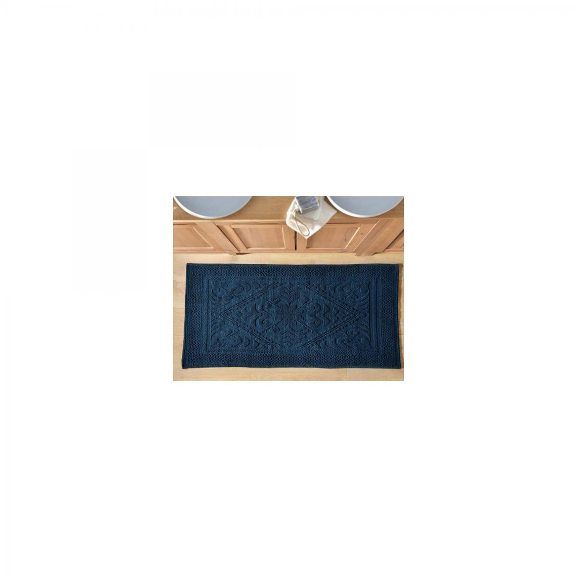 Tapis de bain décor jacquard 1500g/m2 - Bleu Marinevoir