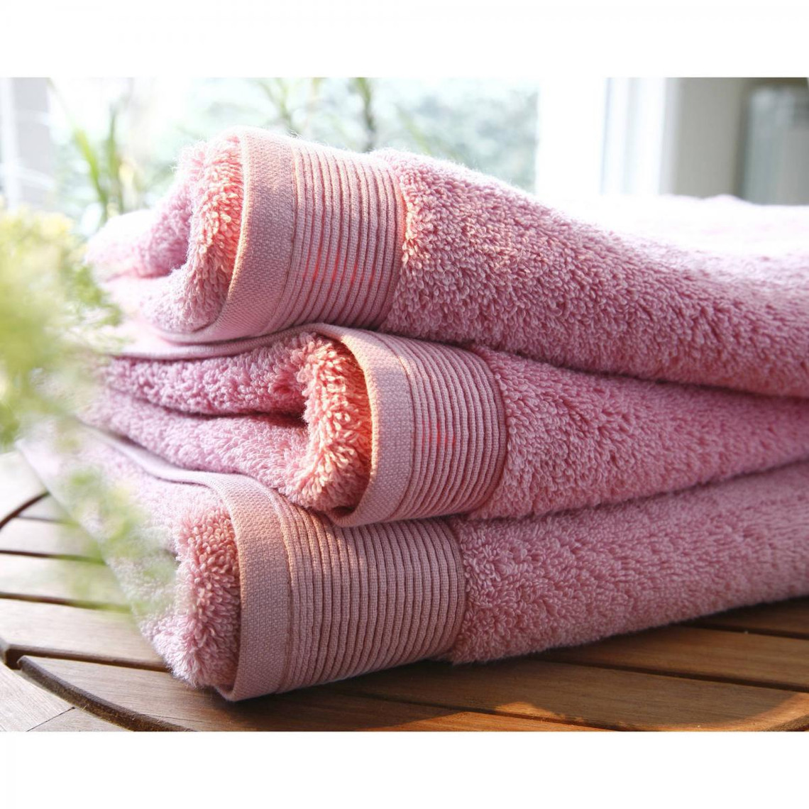 Maxi drap de bain micro-coton 600 grm² uni Blanc des Vosges - Rose