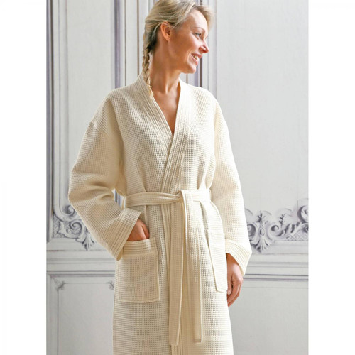 Peig bain col kimono coton nid d'abeille 300 grm² femme Ma Blanc des Vosges - Beige Blanc des vosges  - Blanc des vosges linge de lit